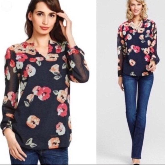 CAbi Tops - CAbi 971 sheer floral long sleeve blouse